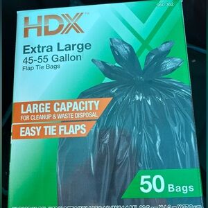 Black Extra Large Flap Tie Bags - 50 Pack hdx